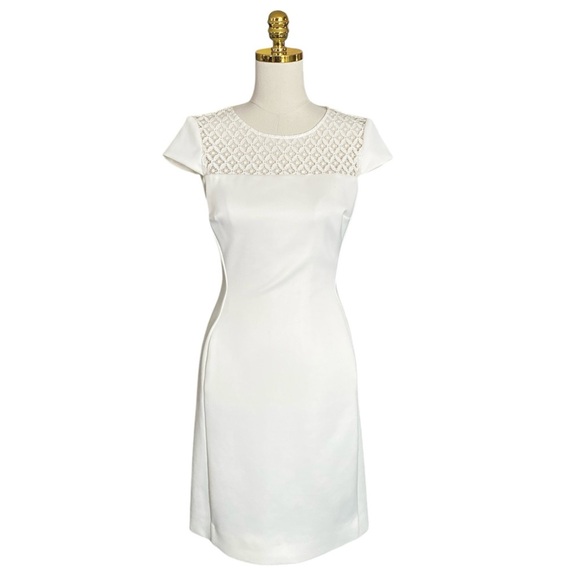 ANTONIO MELANI Elegant White Dress with Lace Detail Office/Formal Dress Size 4 - Picture 1 of 8